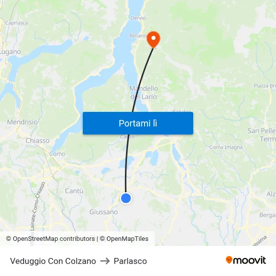 Veduggio Con Colzano to Parlasco map