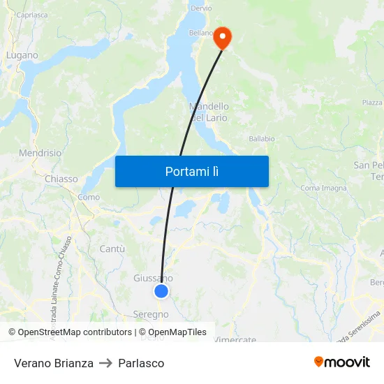 Verano Brianza to Parlasco map