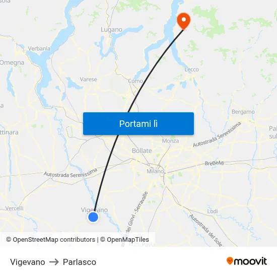 Vigevano to Parlasco map
