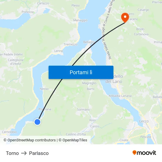 Torno to Parlasco map