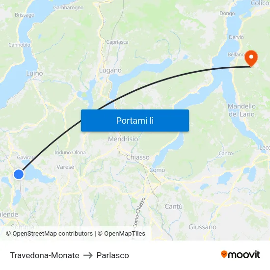 Travedona-Monate to Parlasco map