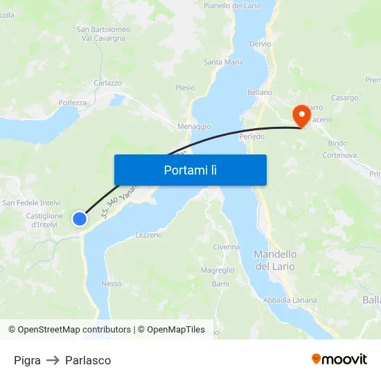Pigra to Parlasco map
