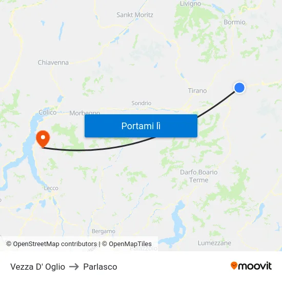 Vezza D' Oglio to Parlasco map
