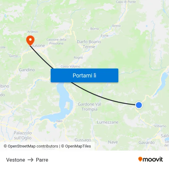 Vestone to Parre map