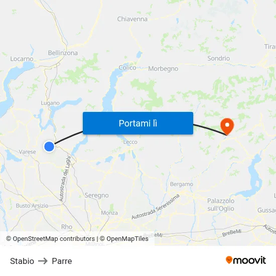 Stabio to Parre map