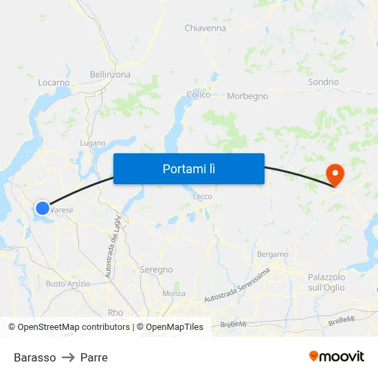 Barasso to Parre map
