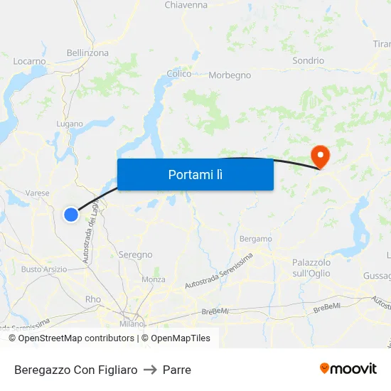 Beregazzo Con Figliaro to Parre map