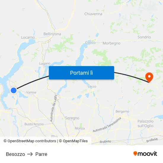Besozzo to Parre map