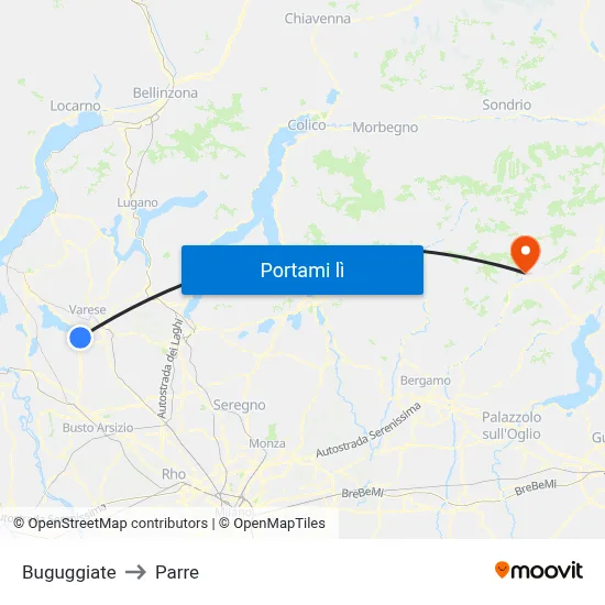Buguggiate to Parre map