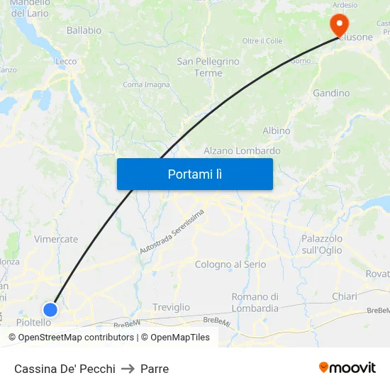 Cassina De' Pecchi to Parre map