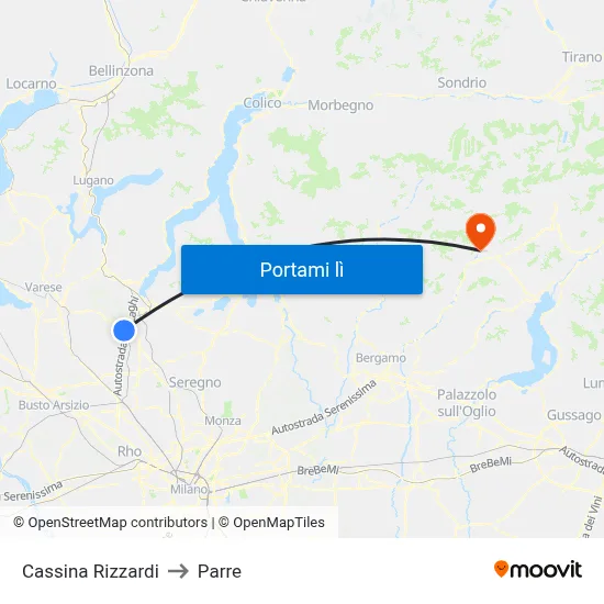 Cassina Rizzardi to Parre map