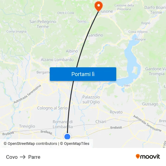 Covo to Parre map