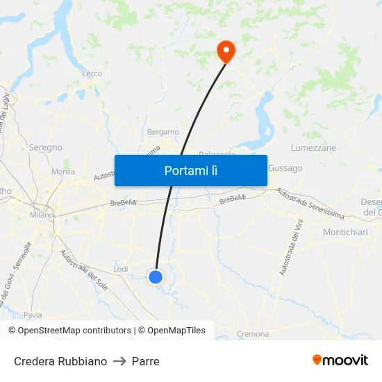 Credera Rubbiano to Parre map