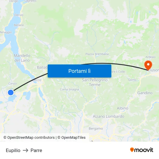 Eupilio to Parre map