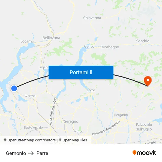 Gemonio to Parre map