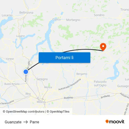Guanzate to Parre map