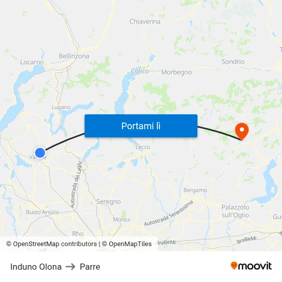 Induno Olona to Parre map