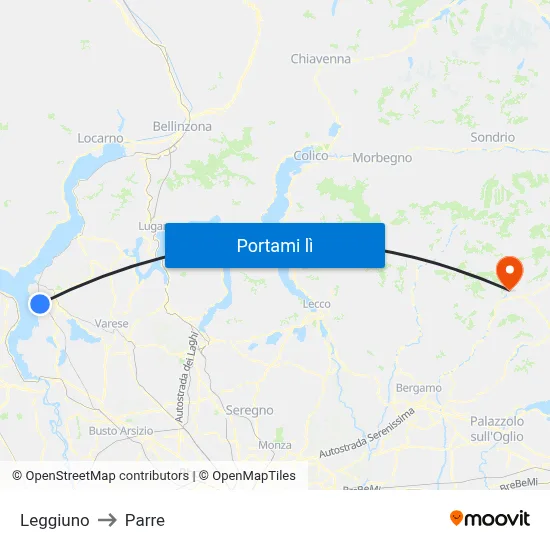 Leggiuno to Parre map