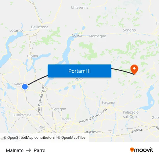 Malnate to Parre map