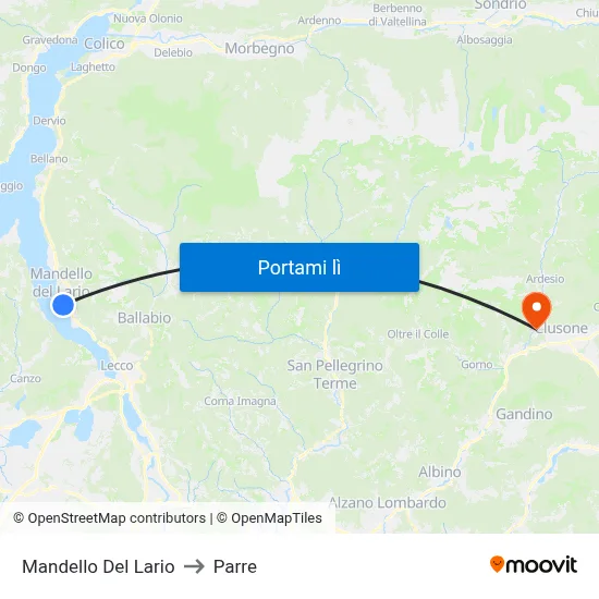 Mandello Del Lario to Parre map