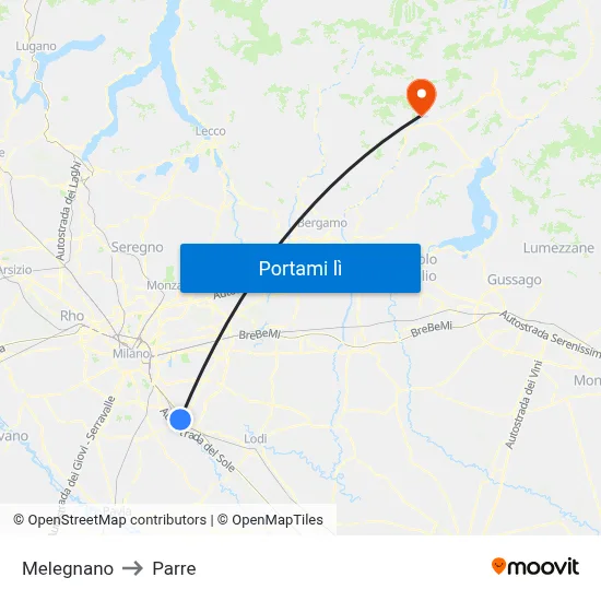 Melegnano to Parre map