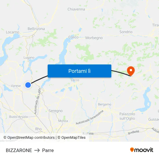 BIZZARONE to Parre map