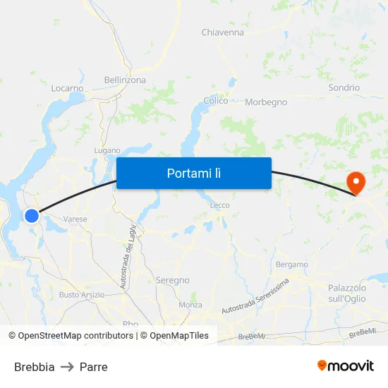 Brebbia to Parre map