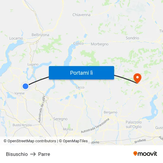 Bisuschio to Parre map