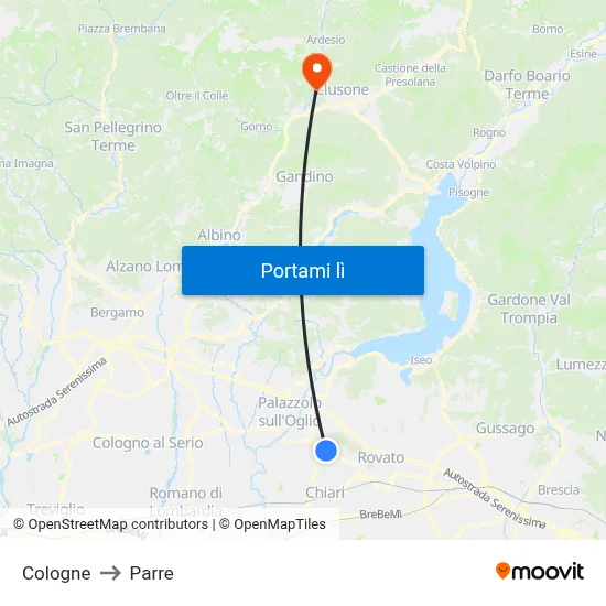 Cologne to Parre map