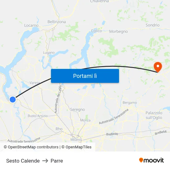 Sesto Calende to Parre map