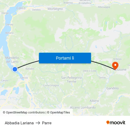 Abbadia Lariana to Parre map