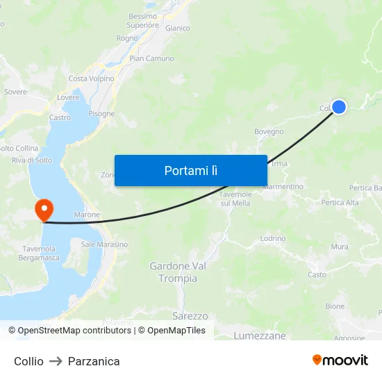 Collio to Parzanica map
