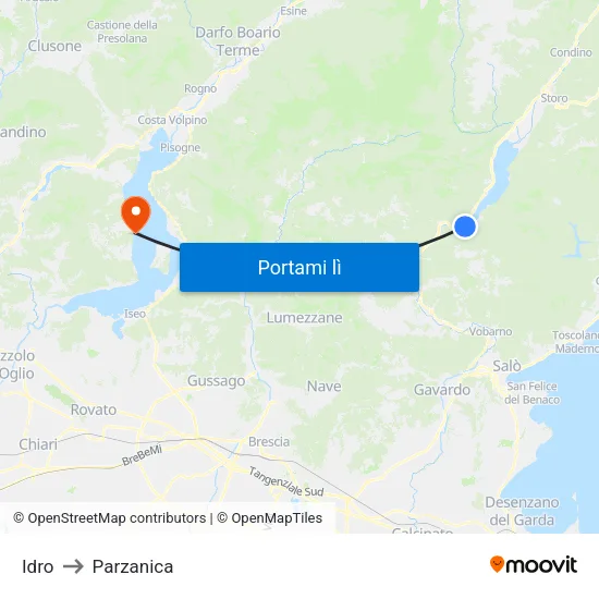 Idro to Parzanica map