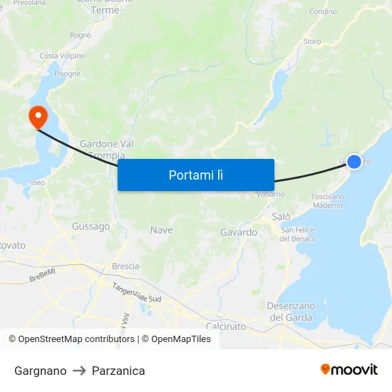 Gargnano to Parzanica map