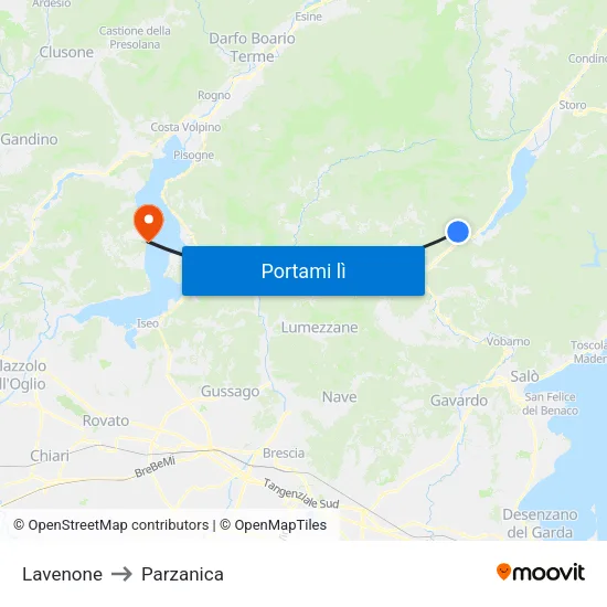 Lavenone to Parzanica map