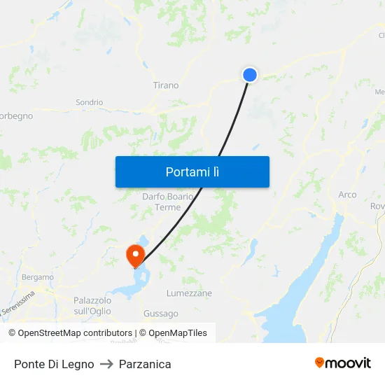 Ponte Di Legno to Parzanica map