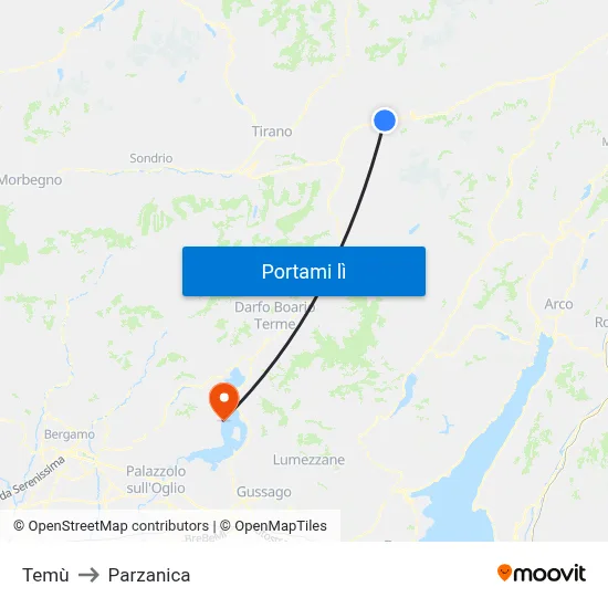 Temù to Parzanica map