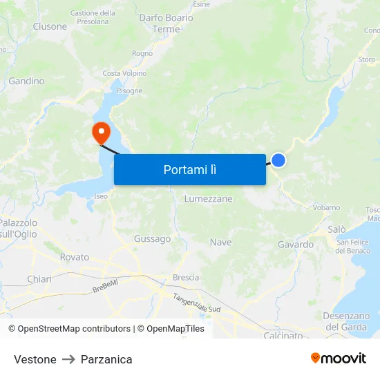 Vestone to Parzanica map