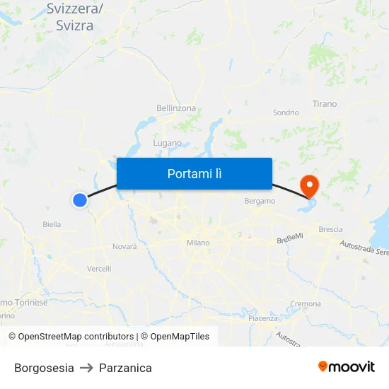 Borgosesia to Parzanica map