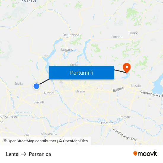 Lenta to Parzanica map