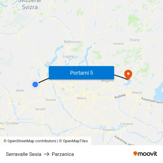 Serravalle Sesia to Parzanica map