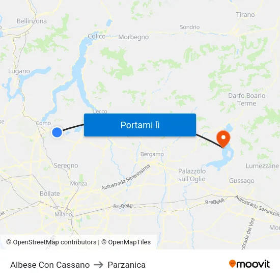 Albese Con Cassano to Parzanica map