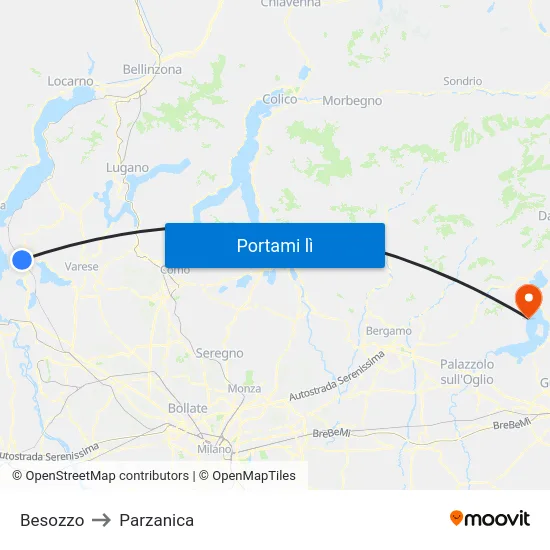 Besozzo to Parzanica map