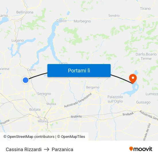 Cassina Rizzardi to Parzanica map