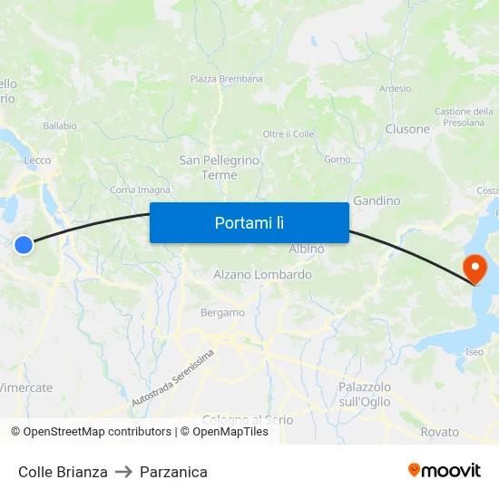 Colle Brianza to Parzanica map