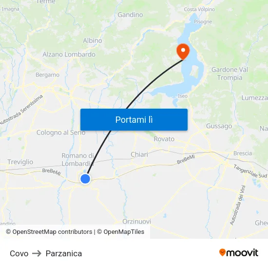 Covo to Parzanica map