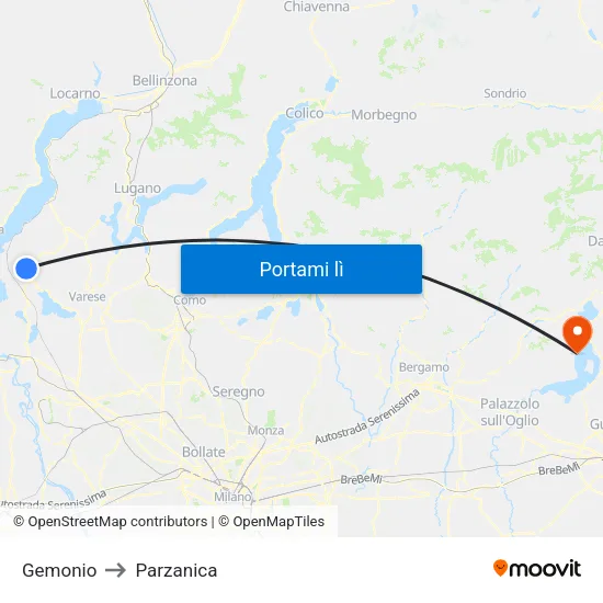 Gemonio to Parzanica map