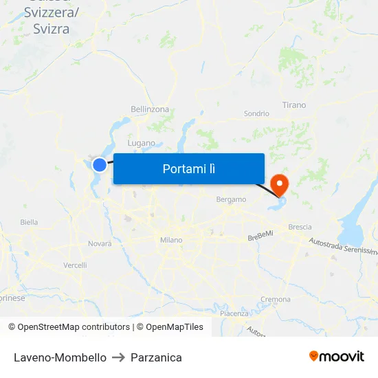 Laveno-Mombello to Parzanica map