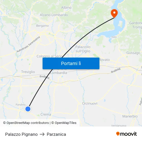 Palazzo Pignano to Parzanica map