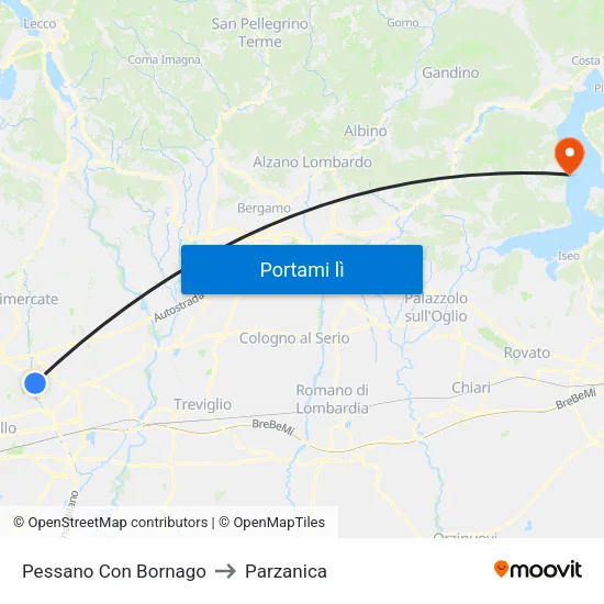 Pessano Con Bornago to Parzanica map